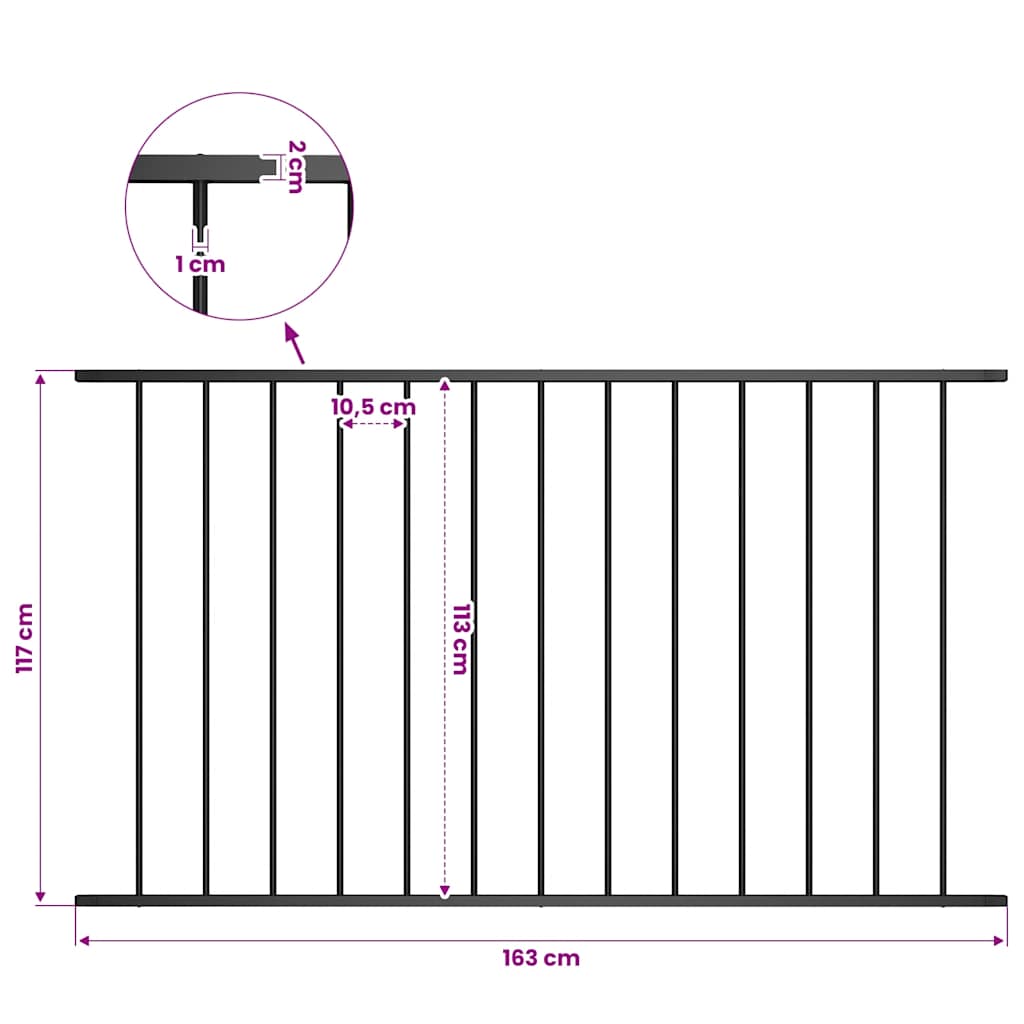 vidaXL Fence Panel "Woerden" Powder-coated Steel 163x117 cm Black 4