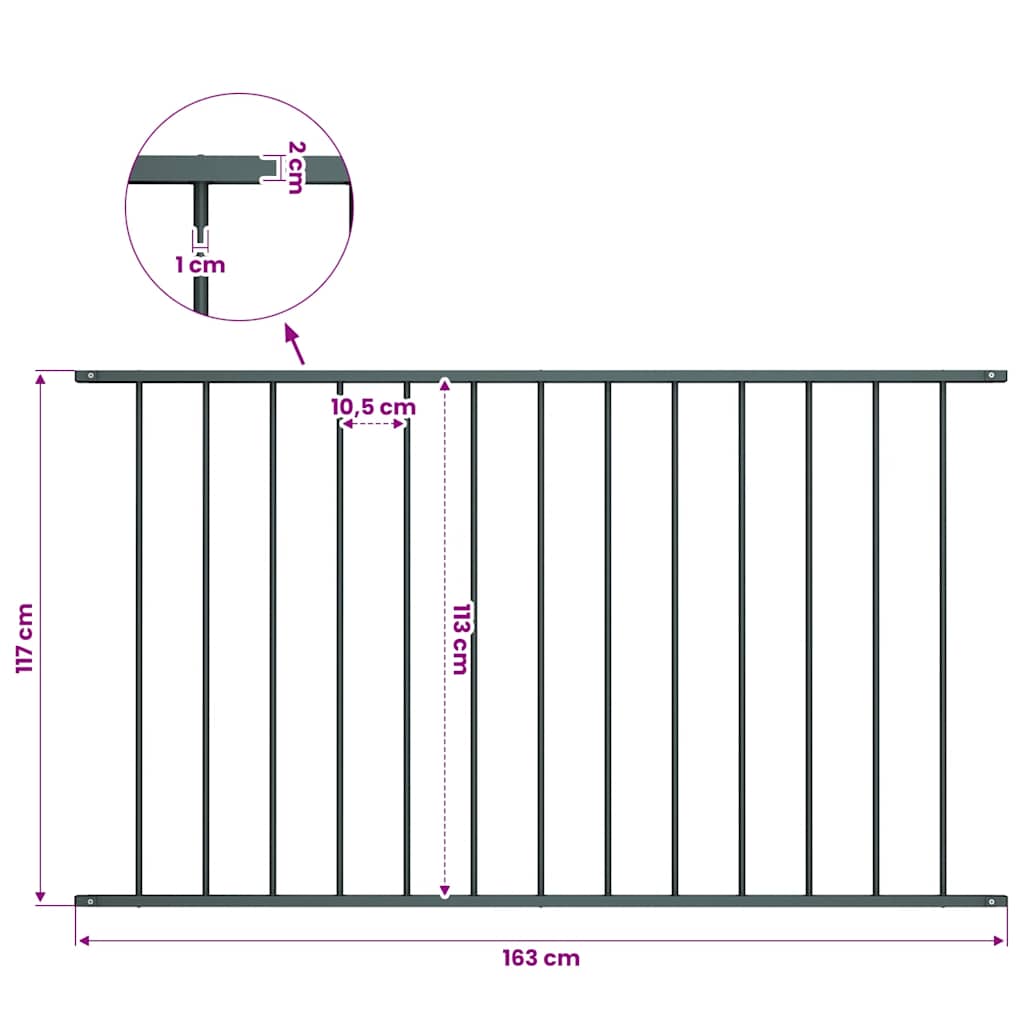 vidaXL Fence Panel "Woerden" Powder-coated Steel 163x117 cm Anthracite 4