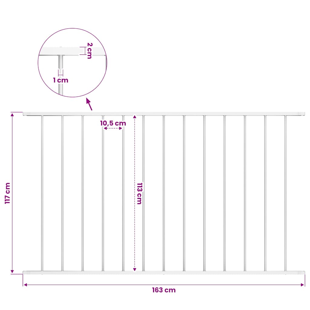 vidaXL Fence Panel "Woerden" Powder-coated Steel 163x117 cmWhite 4