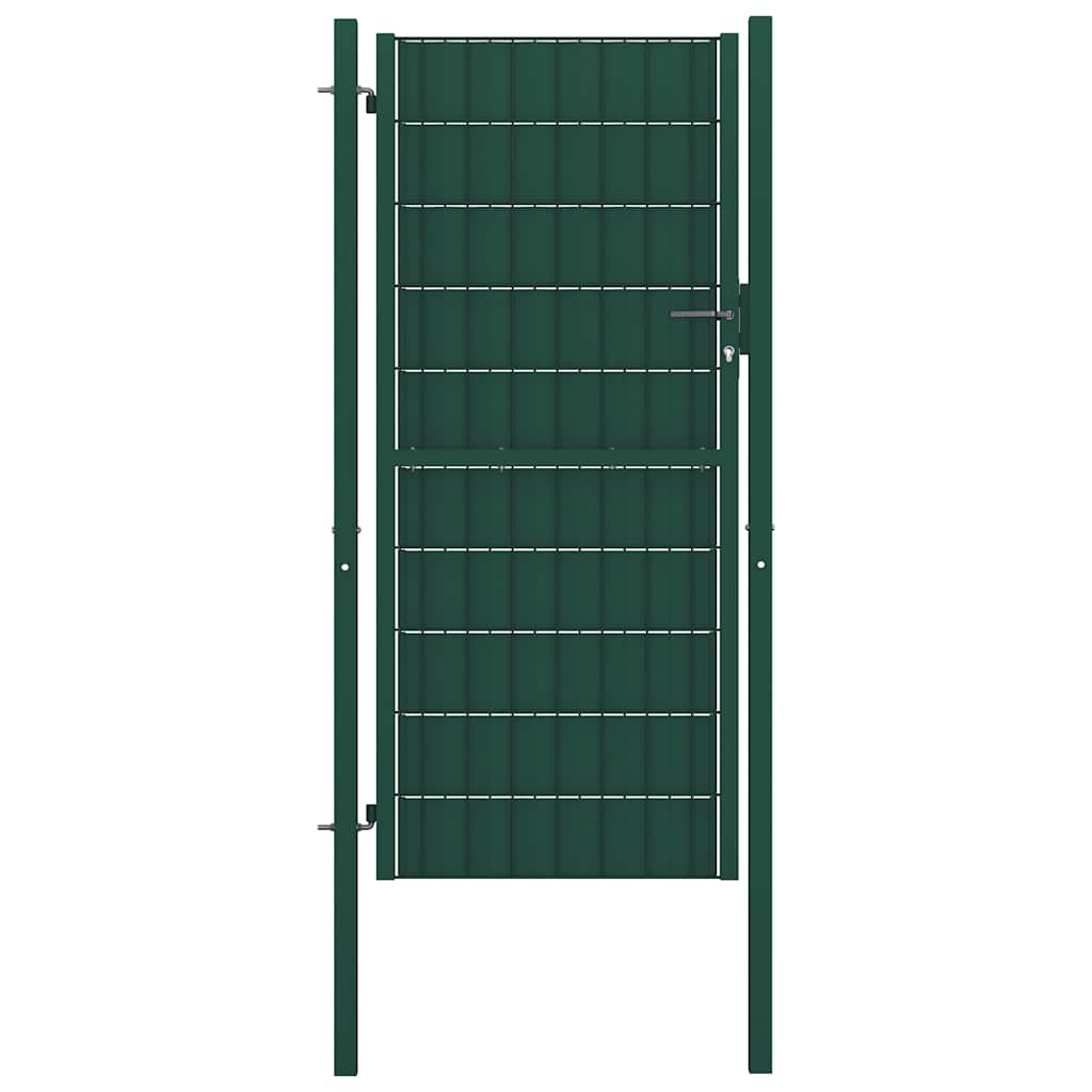 Fence Gate PVC and Steel Green 100 x 124 cm