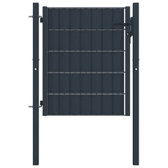 Fence Gate PVC and Steel Anthracite 100 x 100 cm