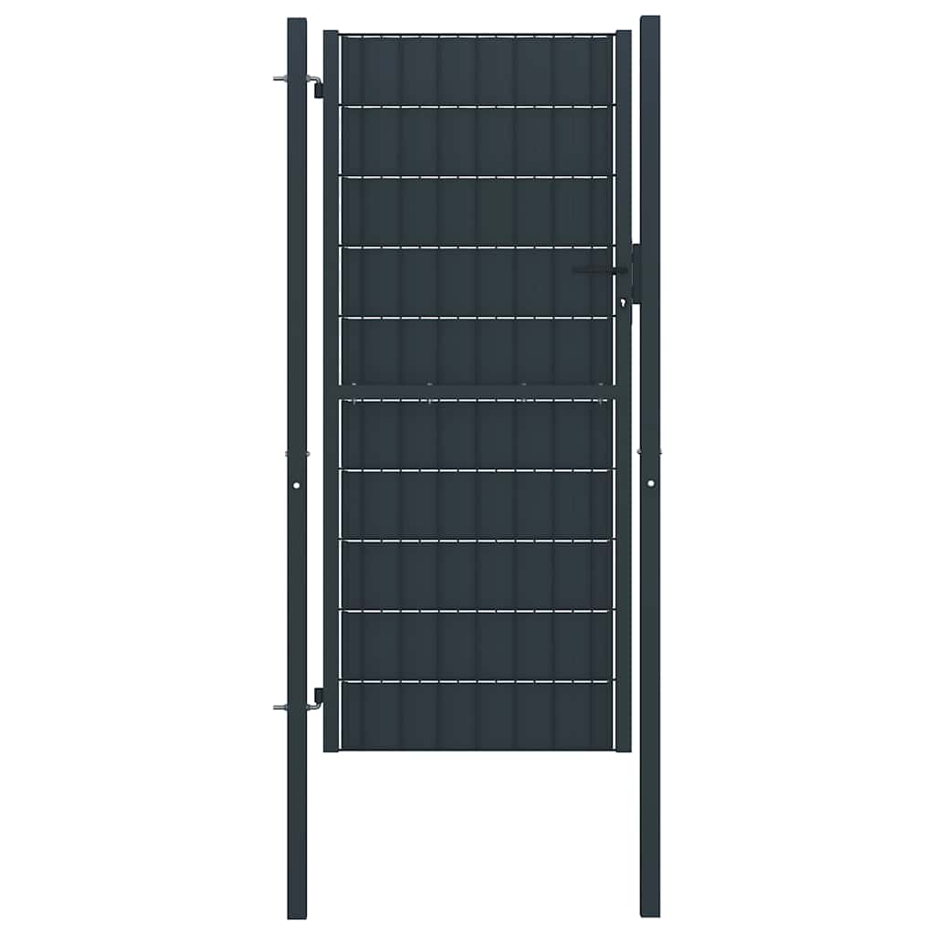 Fence Gate PVC and Steel Anthracite 100 x 204 cm
