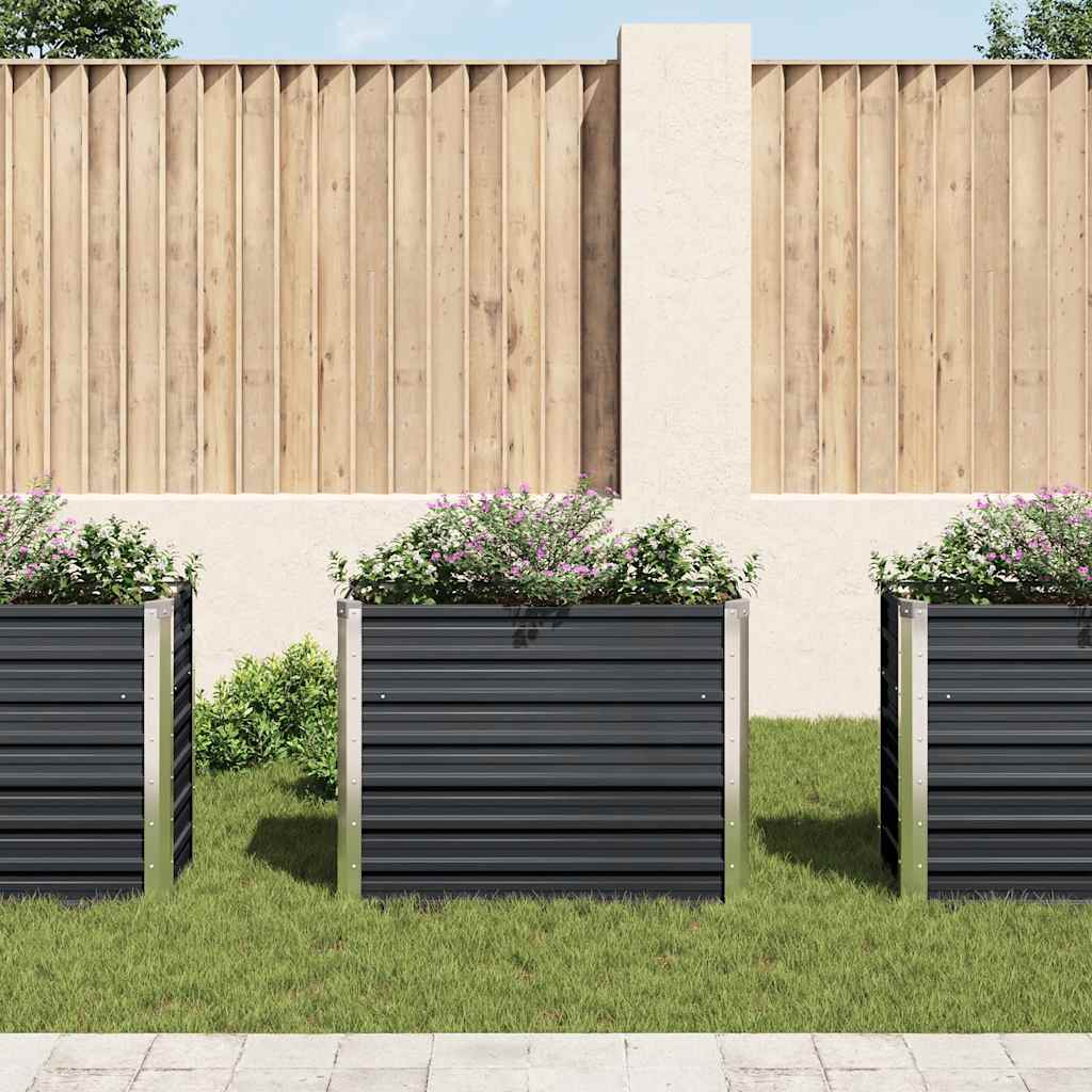 Garden Raised Bed Anthracite Galvanised Steel 100 cm 77 cm 40 cm