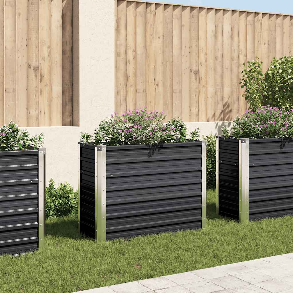 vidaXL Raised Bed | Anthracite | Galvanised Steel | 100x40x77cm | Durable 1