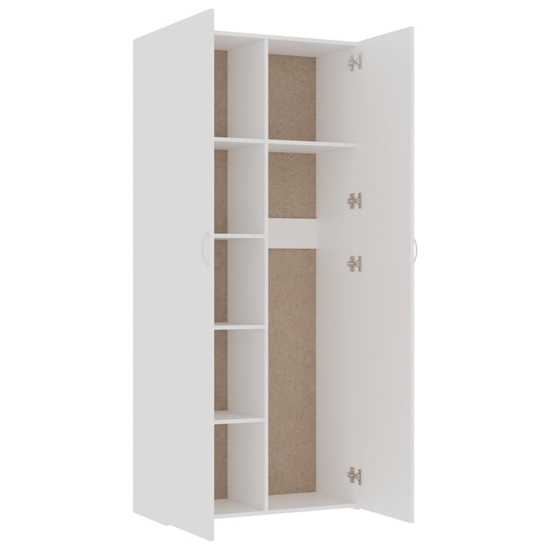 Storage Cabinet White 80x35.5x180 cm Engineered Wood