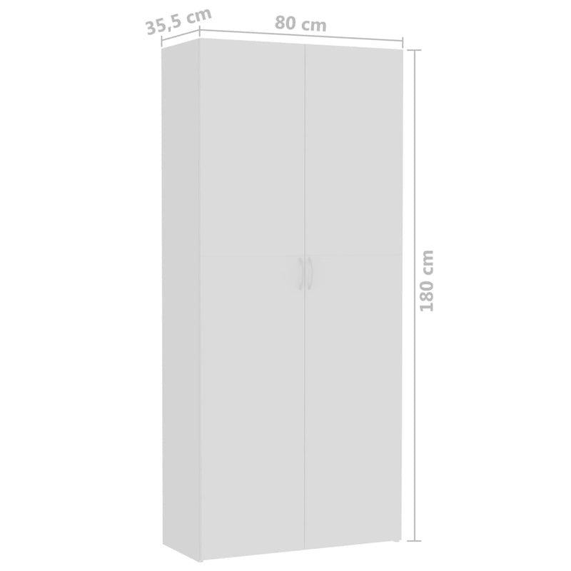 Storage Cabinet White 80x35.5x180 cm Engineered Wood