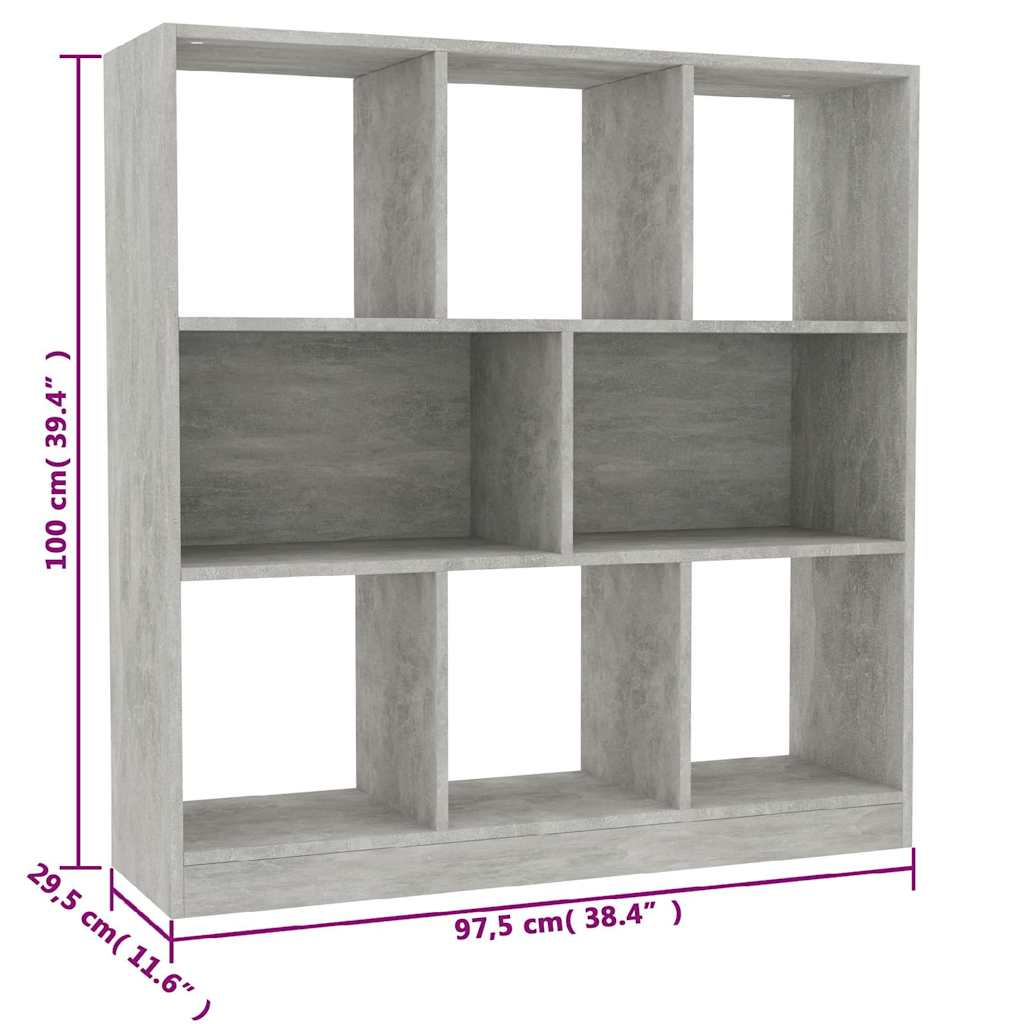 vidaXL Book Cabinet | Concrete grey | Engineered wood | 97.5x29.5x100 cm 6
