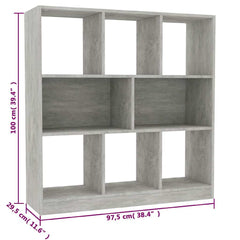 vidaXL Book Cabinet | Concrete grey | Engineered wood | 97.5x29.5x100 cm 6