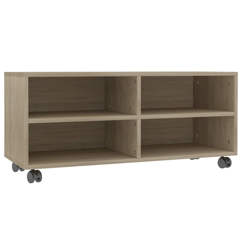 vidaXL Tv Cabinet | Sonoma oak | Engineered wood | Compact | Lockable wheels 2