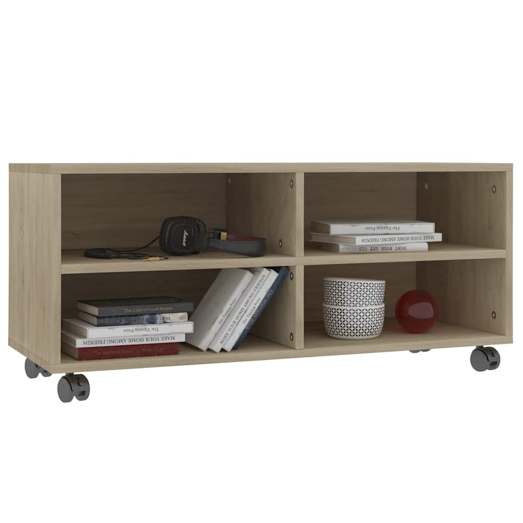 vidaXL Tv Cabinet | Sonoma oak | Engineered wood | Compact | Lockable wheels 3