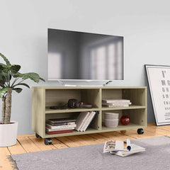vidaXL Tv Cabinet | Sonoma oak | Engineered wood | Compact | Lockable wheels 1