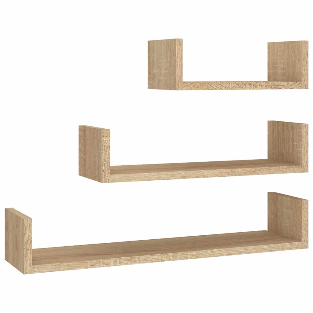 vidaXL Shelf |  Set of 3 | Sonoma oak | Engineered wood | Small, Medium, Large 2