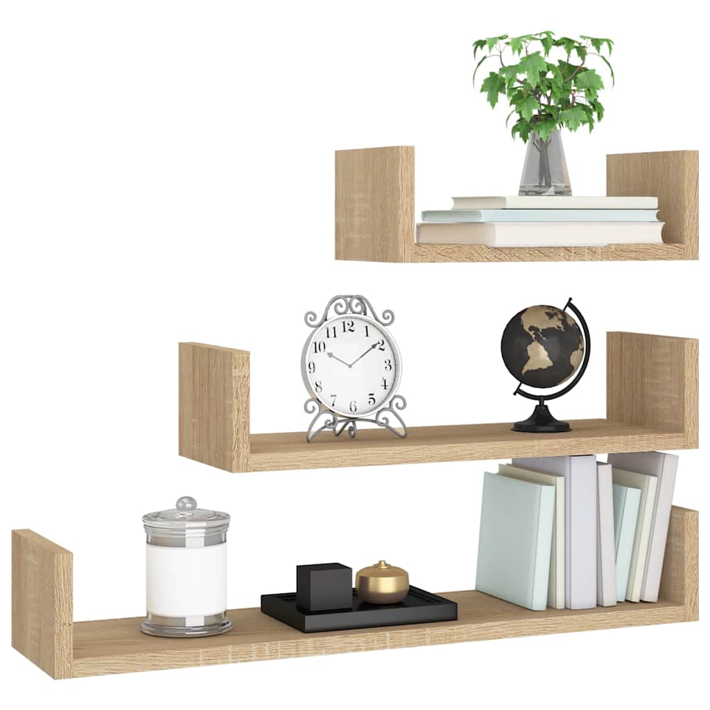 vidaXL Shelf |  Set of 3 | Sonoma oak | Engineered wood | Small, Medium, Large 3
