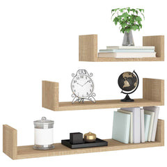vidaXL Shelf |  Set of 3 | Sonoma oak | Engineered wood | Small, Medium, Large 3
