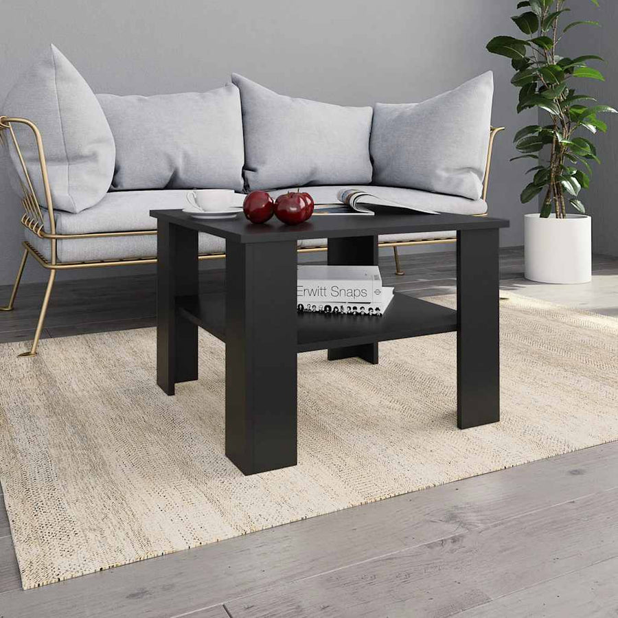 vidaXL Coffee Table | Black | Engineered wood | Small | Square | Modern 1