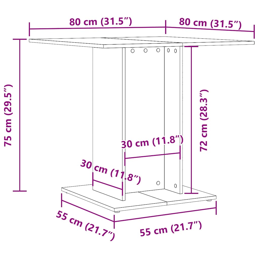 vidaXL Dining Table Concrete Grey 80x80x75 cm Engineered Wood 6