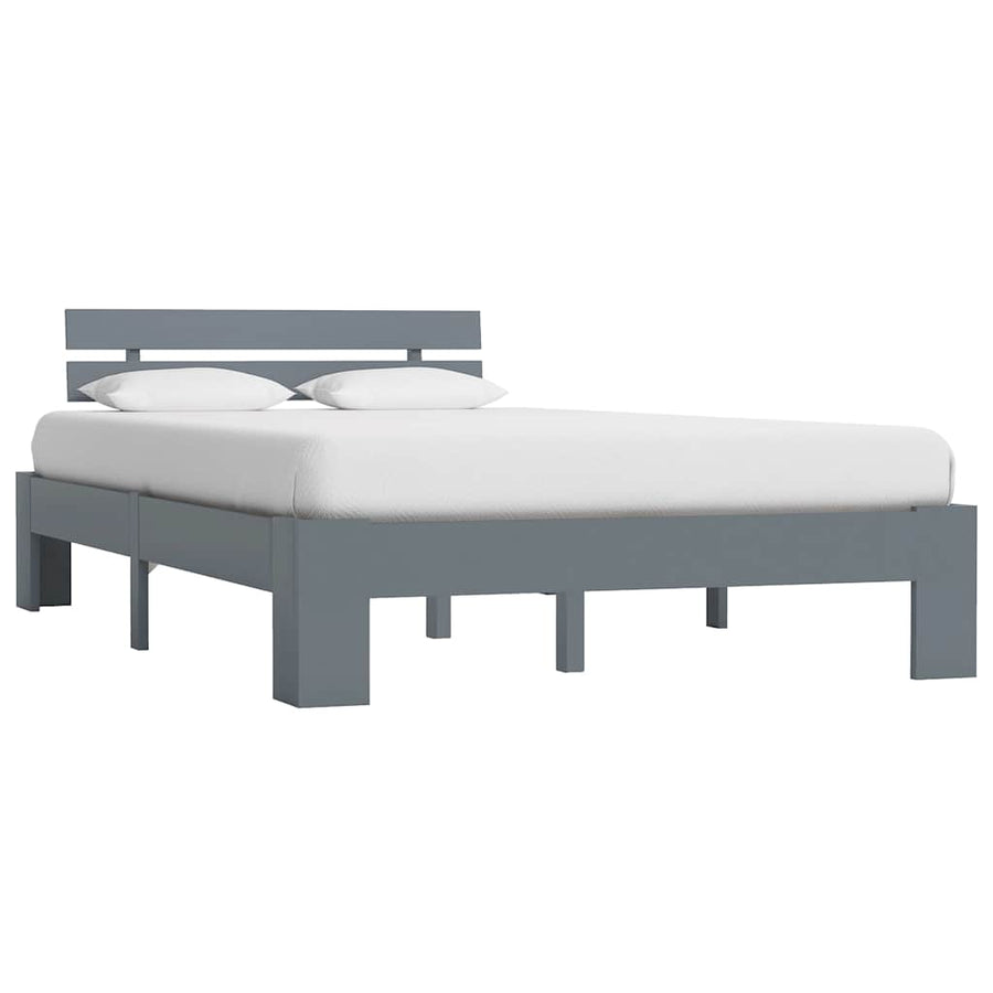 vidaXL Bed Frame without Mattress Grey Solid Pine Wood 120x200 cm 1