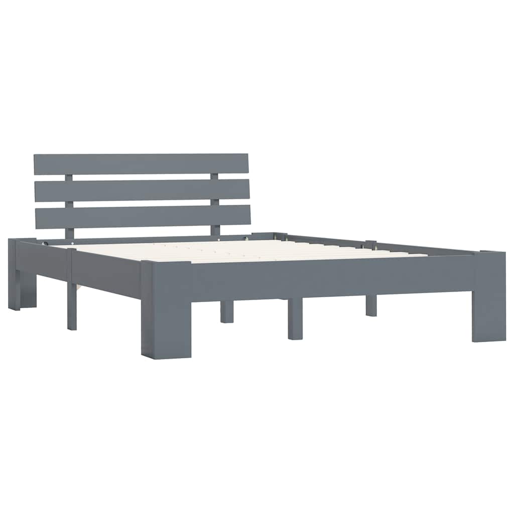 Bed Frame without Mattress Solid Pine Wood Grey 120 x 200 cm