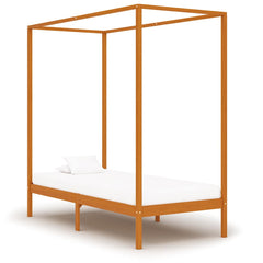 vidaXL Bed Frame | Honey brown | Solid pine wood, plywood slats | Single 1