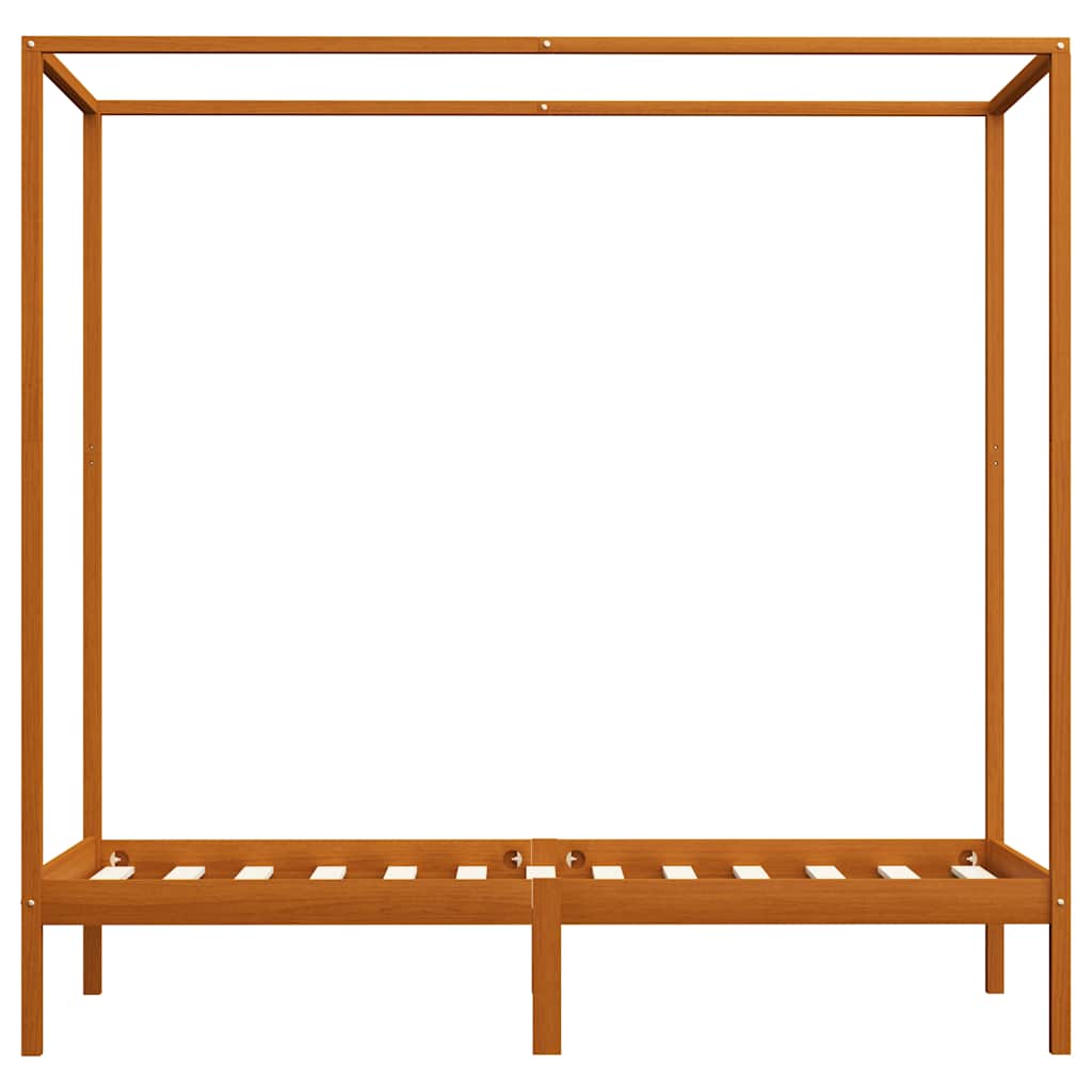 vidaXL Bed Frame | Honey brown | Solid pine wood, plywood slats | Single 4