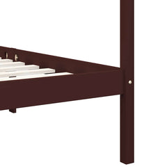 vidaXL Canopy Bed Frame without Mattress Dark Brown Solid Wood 90x200cm 6