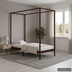 Canopy Bed Frame without Mattress Dark brown 90 x 200 cm