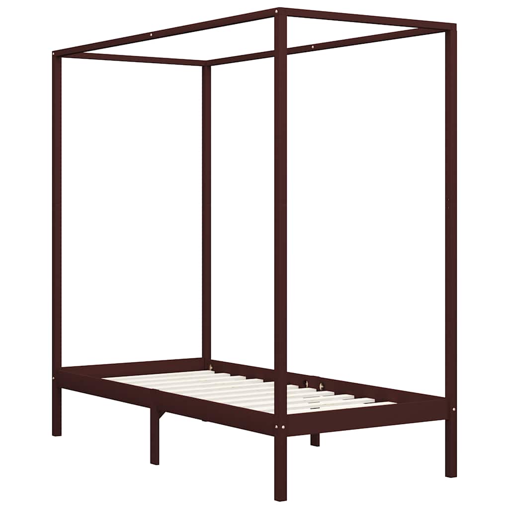 Canopy Bed Frame without Mattress Dark brown 100 x 200 cm