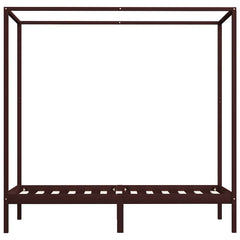 vidaXL Canopy Bed Frame without Mattress Dark Brown Solid Wood 100x200cm 4