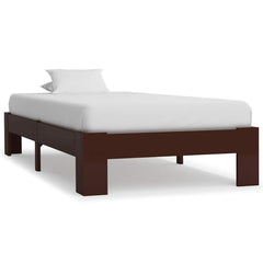 vidaXL Bed Frame without Mattress Dark Brown Solid Pine Wood 90x200 cm 1