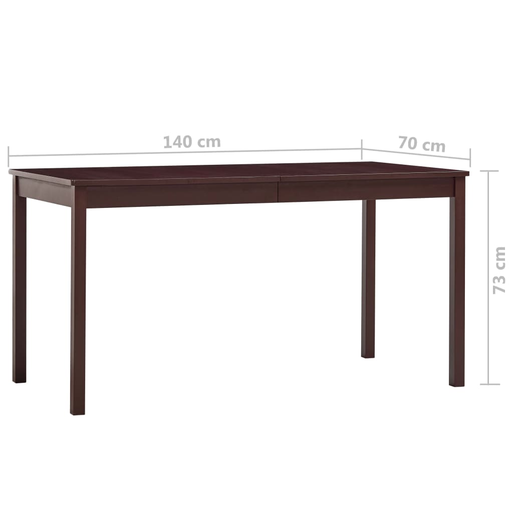 vidaXL Dining Table Dark Brown 140x70x73 cm Pinewood 6