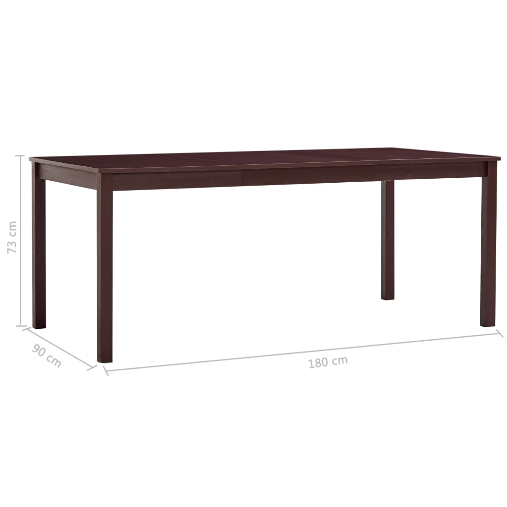 vidaXL Dining Table Dark Brown 180x90x73 cm Pinewood 5