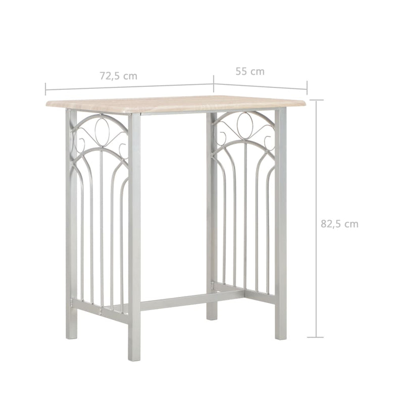 3 Piece Bar Set Wood and Steel