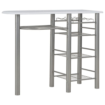 3 Piece Bar Set with Shelves Wood and Steel White