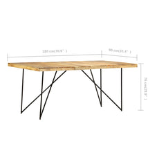 vidaXL Dining Table 180x90x76 cm Solid Mango Wood 6