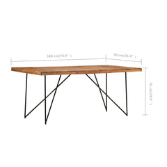 vidaXL Dining Table 180x90x76 cm Solid Acacia Wood 6