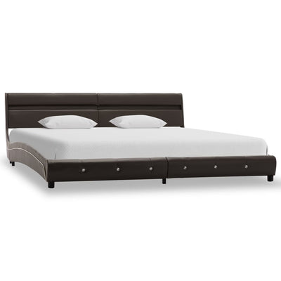 Bed Frame with LED Grey Faux Leather 150x200 cm King Size