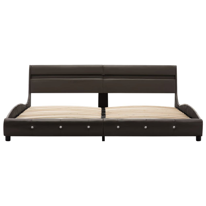 Bed Frame with LED Grey Faux Leather 150x200 cm King Size