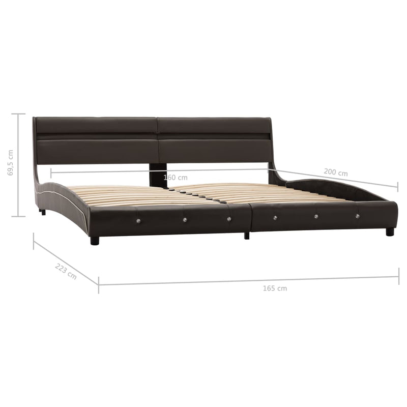 Bed Frame with LED Grey Faux Leather 150x200 cm King Size