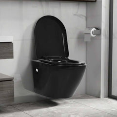 Wall Hung Rimless Toilet Ceramic Black