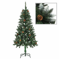 284317 vidaXL Artificial Christmas Tree with Pine Cones and White Glitter 150 cm 1