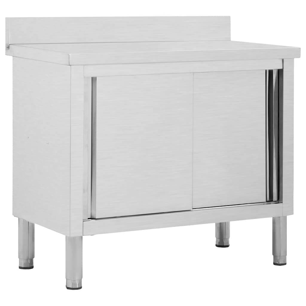 Work Tables with Sliding Doors 2pcs 100 x 50 x (95-97) cm