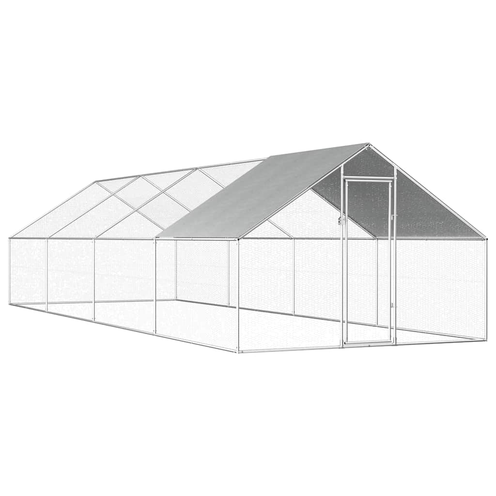 Outdoor Chicken Cage 2,75x2x1,92 m Galvanised Steel 2.75 x 8 x 1.92 m