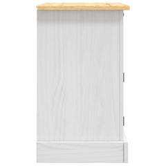 vidaXL Bedside Cabinet | White body and brown top | Solid pine wood 5