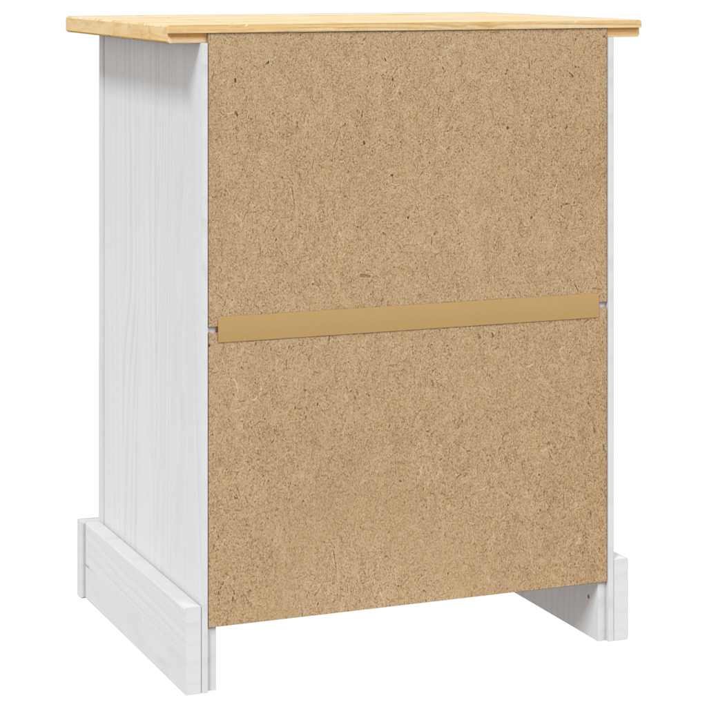 vidaXL Bedside Cabinet | White body and brown top | Solid pine wood 6