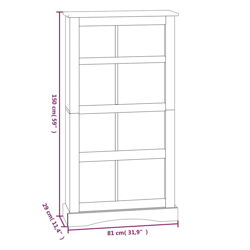 4-Tier Bookcase Mexican Pine Corona Range White 81x29x150 cm