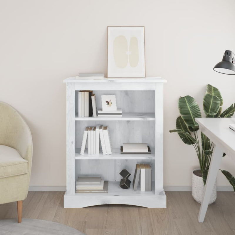 3-Tier Bookcase Mexican Pine Corona Range White 81x29x100 cm