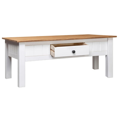 Coffee Table White 100x60x45 cm Solid Pine Wood Panama Range