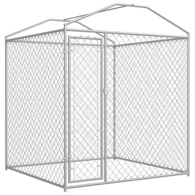 Outdoor Dog Kennel with Canopy Top 193x193x225 cm