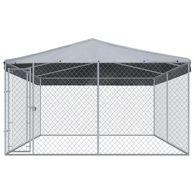 Outdoor Dog Kennel with Roof 382x382x225 cm