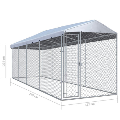 Outdoor Dog Kennel with Roof 760x190x225 cm